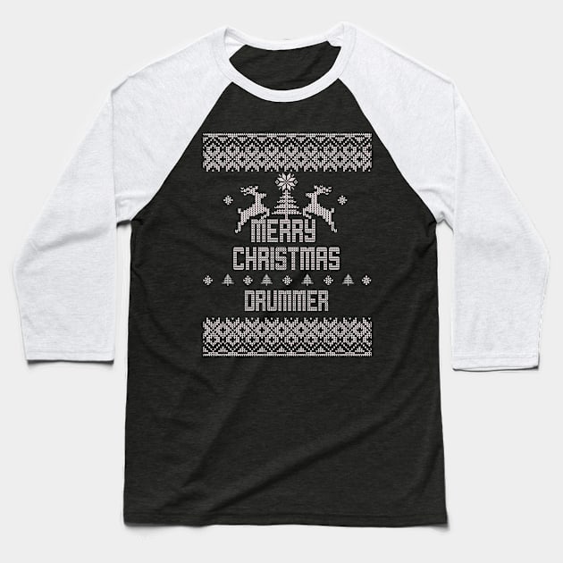 Merry Christmas DRUMMER Baseball T-Shirt by ramiroxavier